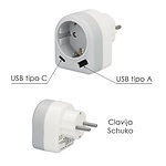 adaptador/enchufe con 2 tomas frente